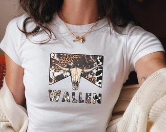Wallen Crop Top Western Crewneck Wallen Tshirt Countrymuziek Shirt Vintage geïnspireerd Wallen Shirt Pittig Western Tour Shirt Western Baby Tee