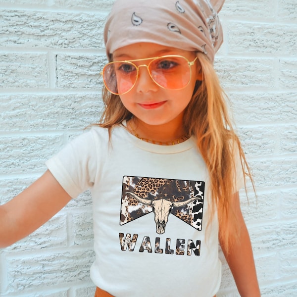 Wallen Kids Tshirt Girls Shirts Bull Skull Trendy Kids Clothes Retro Kids Tshirt Youth Shirt Boho Girls Shirt Kids Graphic Tee Howdy Shirt