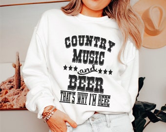 Country Music And Beer Crewneck Cowboy Sweatshirt Country Sweatshirt Western Crewneck Howdy Sweatshirt Yeehaw Shirt Nashville Sweatshirt