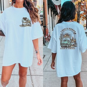 Corazón como un camión Comfort Colors Camisa camiseta occidental vestido de gran tamaño camiseta gráfica occidental lindas camisas de campo Nashville camisa Hola camisa