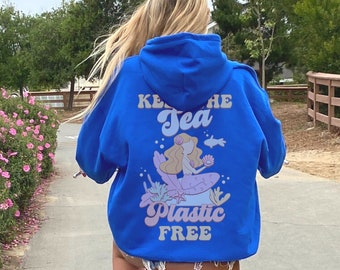 Halten Sie das Meer Plastikfrei Sommer Vibes Hoodie VSCO Hoodie Hawaiian Surf Hoodie Ocean Beach Hoodie Retro Sommer Tshirts Siesta Beach Hoodie