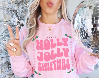 Holly Jolly Swiftmas Crewneck Merry Swiftmas Shirt Swiftmas Era Preppy Chritsmas Hoodie Oversized Holiday Shirt Retro Christmas Sweatshirt