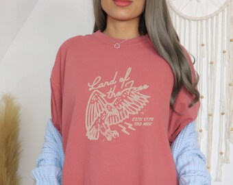 American Eagle Comfort Colors T-Shirt Nashville Shirt Oversized Western Crewneck Cowgirl Sweatshirt Rock N Roll Tee Country Concert