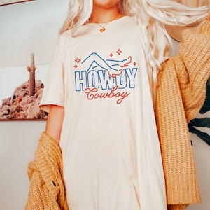 Howdy Cowboy Tshirt Oversized Howdy Shirt Western Tshirt Kleid Western Kleidung Nashville Mädchen Reise Country Konzert Cowgirl Tee Trendy