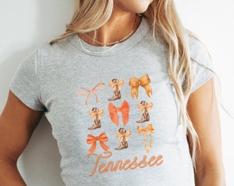 Tee Tennessee Orange Baby Tee Nashville Crop Top Vintage Inspirado Camiseta Wallen Crop Cowboy Boot Print Western Graphic Tee Country Concert