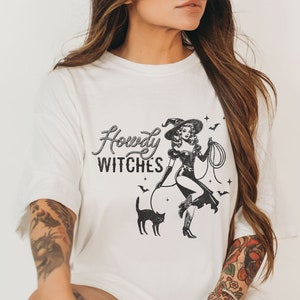 Howdy Witches Comfort Colors Tshirt Vintage Inspired Western Halloween Shirt Retro Halloween Shirt Spooky Season Tee Fall Apparel Cute Fall
