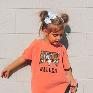 Wallen Kids Tshirt Girls Shirts Bull Skull Trendy Kids Clothes Retro Kids Tshirt Youth Shirt Boho Girls Shirt Kids Graphic Tee Howdy Shirt