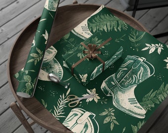Western Wrapping Paper Vintage Inspired Western Giftwrap Cowboy Boot Wrapping Paper Western Christmas Cowgirl Aesthetic Wrapping Paper Roll