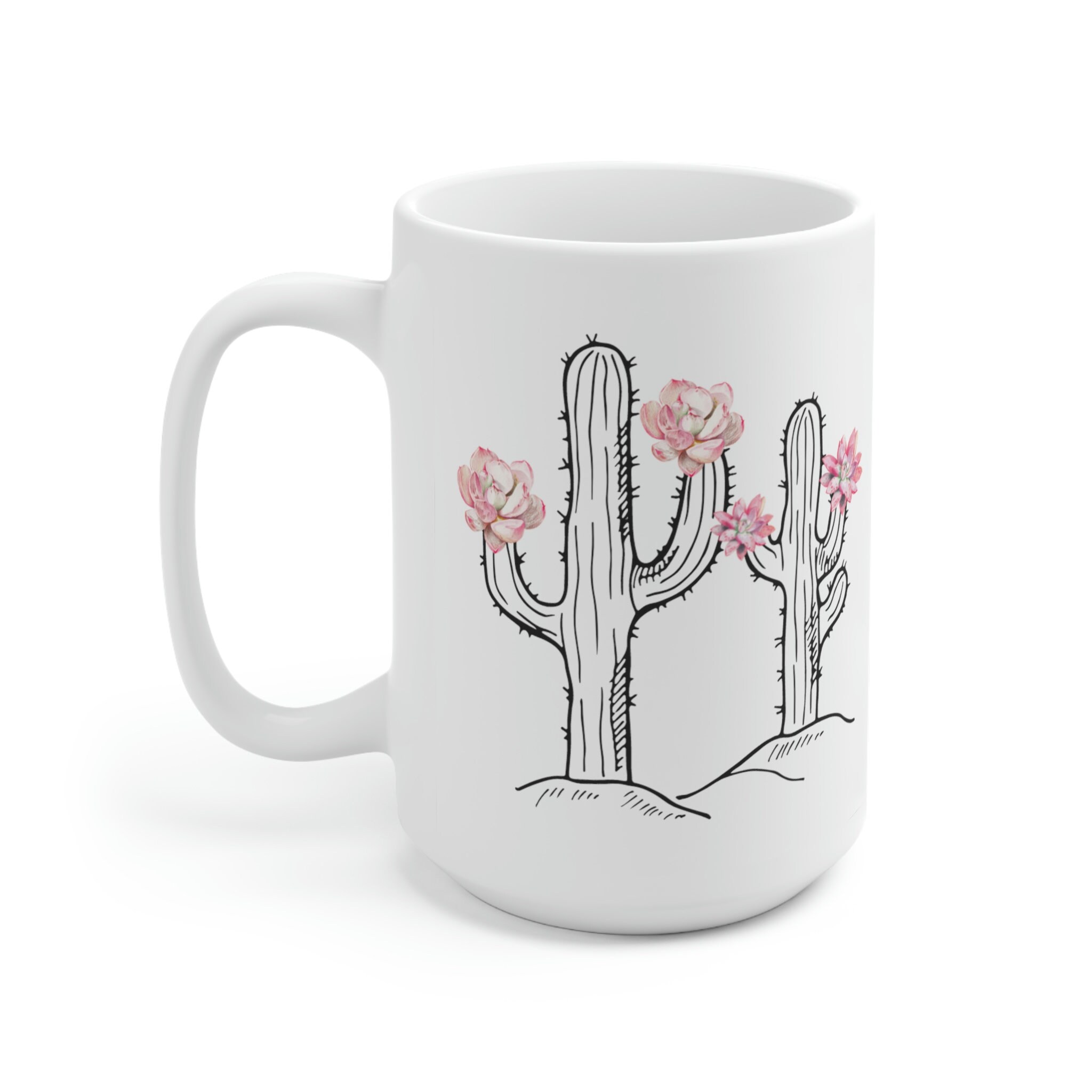 Cactus Bloom 15oz Ceramic Mug Cactus Coffee Cup Cacti Coffee Mug ...