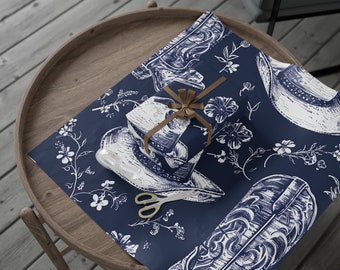 Western Toile Wrapping Paper Vintage Inspired Western Giftwrap Cowgirl Aesthetic Gift Wrap Elegant Western Wrapping Paper Cowboy Christmas