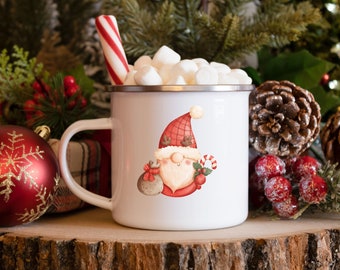 Christmas Gnome Coffee Mug, Holiday Coffee Mug, Christmas Mug, Enamel Mug, Christmas Gift, Christmas Cup, Gnome Mug, Gift for friend