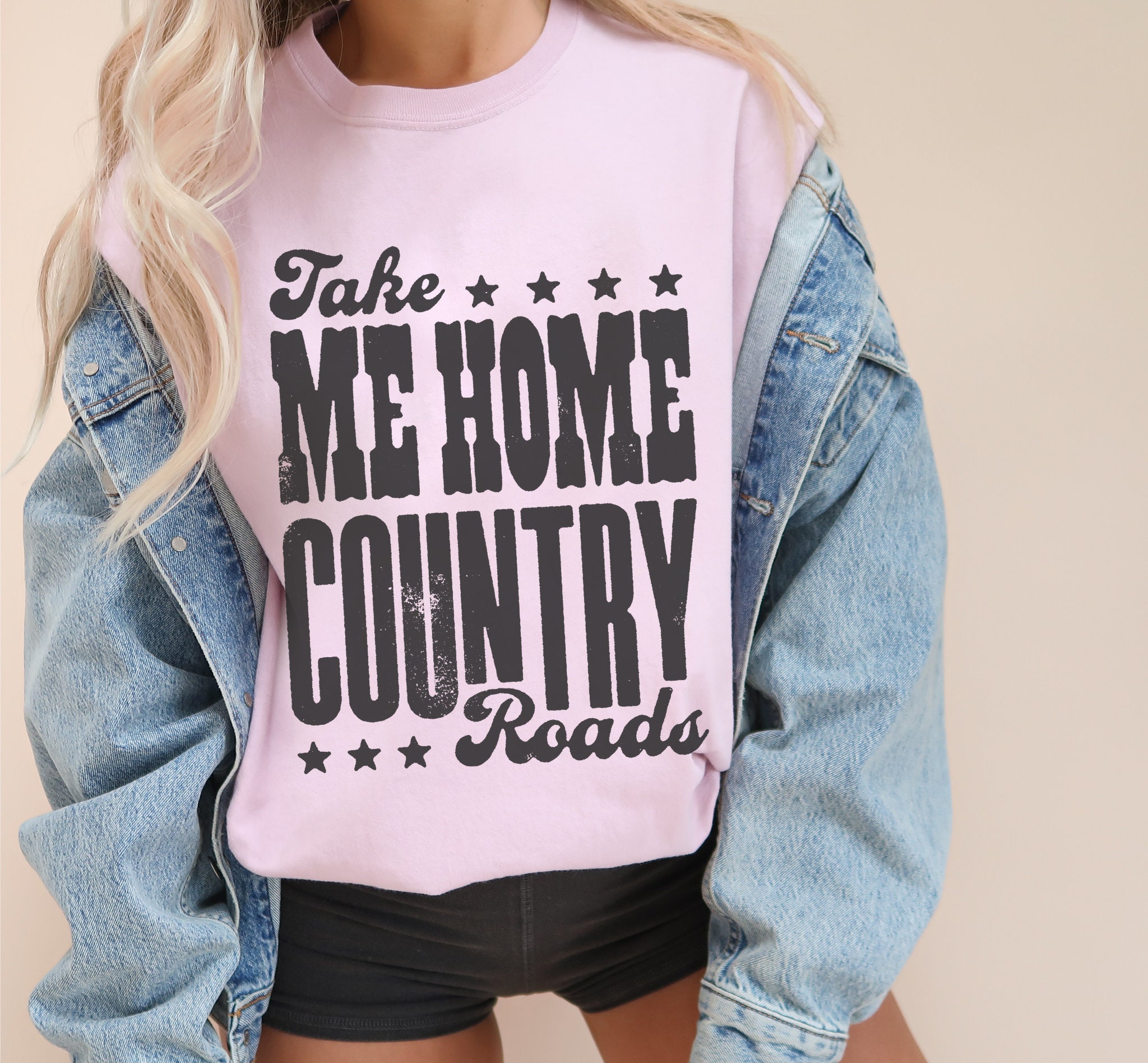Take Me Home Country Roads Tshirt Western Comfort Colors Western Tshirt Dress Vintage Inspired 