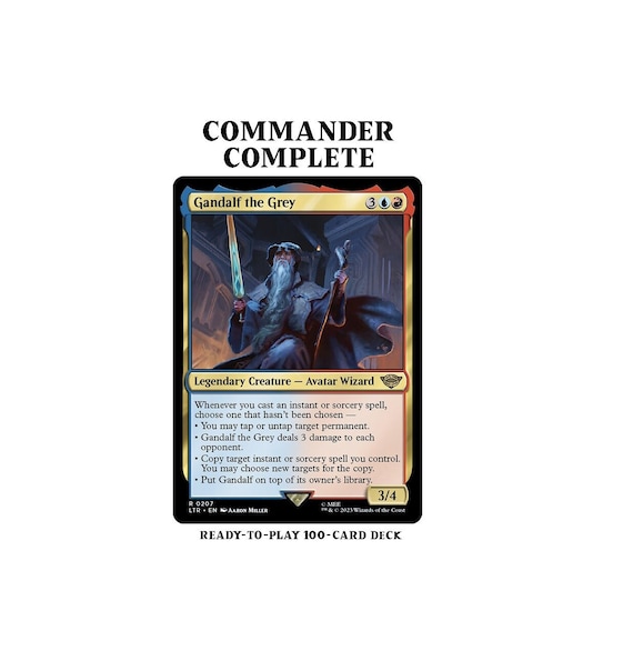 gandalf the white mtg commander deck Gandalf the Grey Lotr INSTANTS AND SORCERIES Magic Mtg Custom Commander Deck
