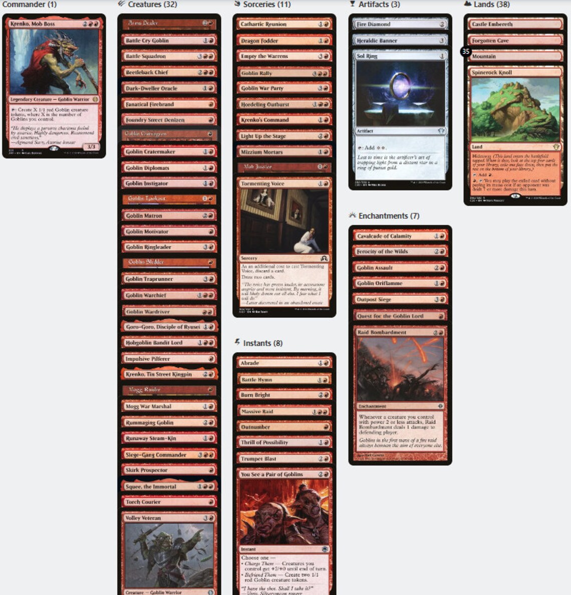 Krenko Mob Boss Goblin Tribal Tokens Magic MTG Commander Deck Etsy