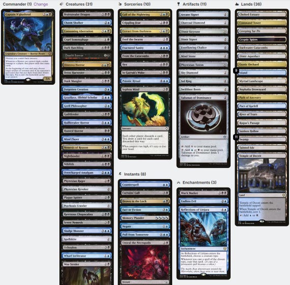 Captain N'ghathrod Horror Tribal Mill Magic MTG Commander Deck - Etsy