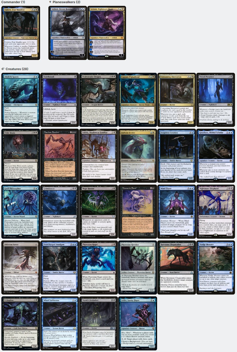 Umbris, Fear Manifest Nightmare Horror Tribal Mill Exile Magic MTG