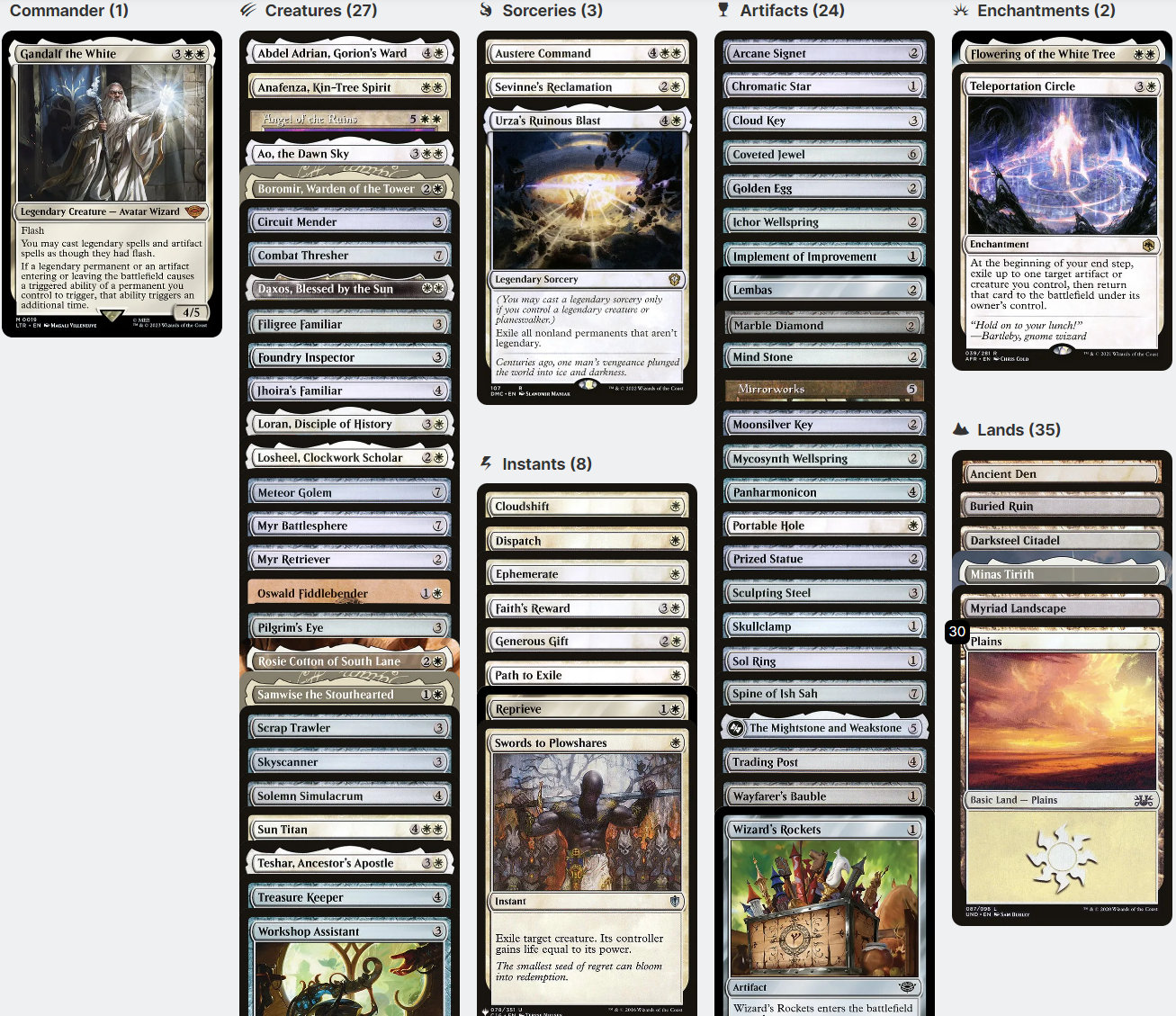 Magic Spacel Trigger Gandalf the White Lotr DOUBLE TRIGGERS Magic MTG Custom Commander Deck ...