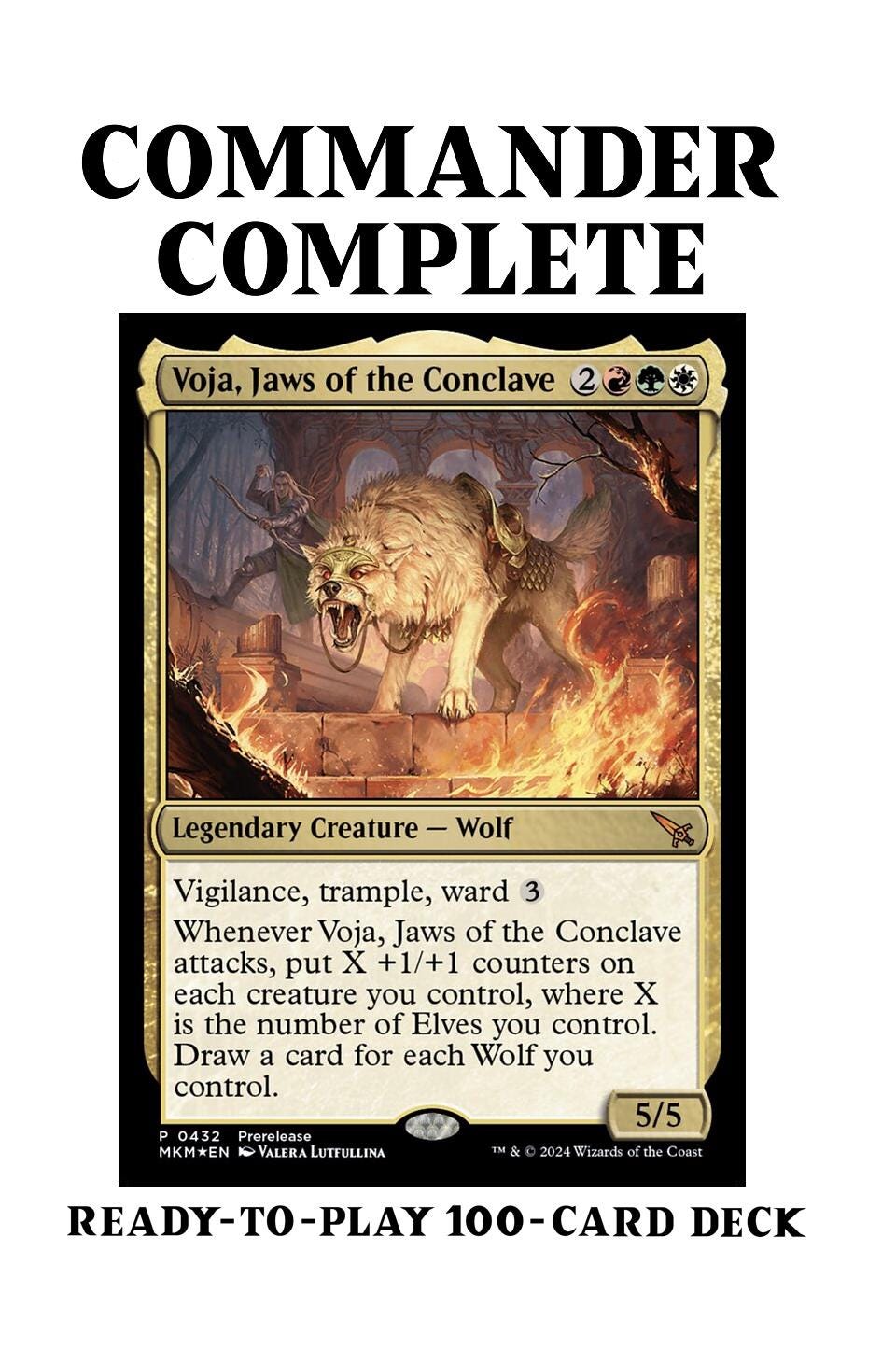Voja, Jaws of the Conclave ELVES and WOLVES Tribal Magic Mtg Custom Commander  Deck - Etsy