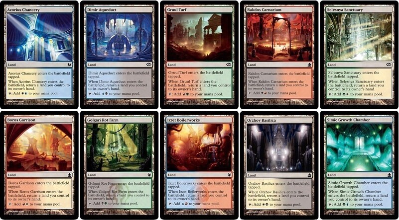 Set Of 10 Trilands Magic: The Gathering MTG Commander EDH Tri-Land Cards, English
