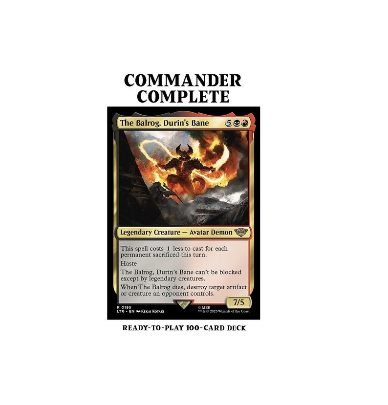 The Balrog, Durin's Bane Lotr SACRIFICE Treasure Magic MTG Custom ...