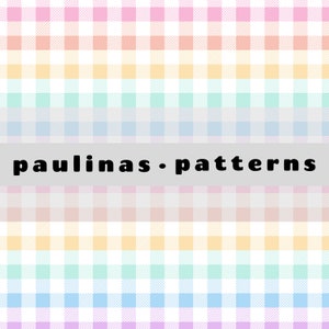 May include: A seamless pattern featuring a rainbow gingham design. The pattern is made up of alternating rows of pink, orange, yellow, green, blue, and purple squares. The squares are all the same size and are arranged in a grid pattern. The pattern is perfect for use in a variety of crafting projects, such as quilting, scrapbooking, and card making.