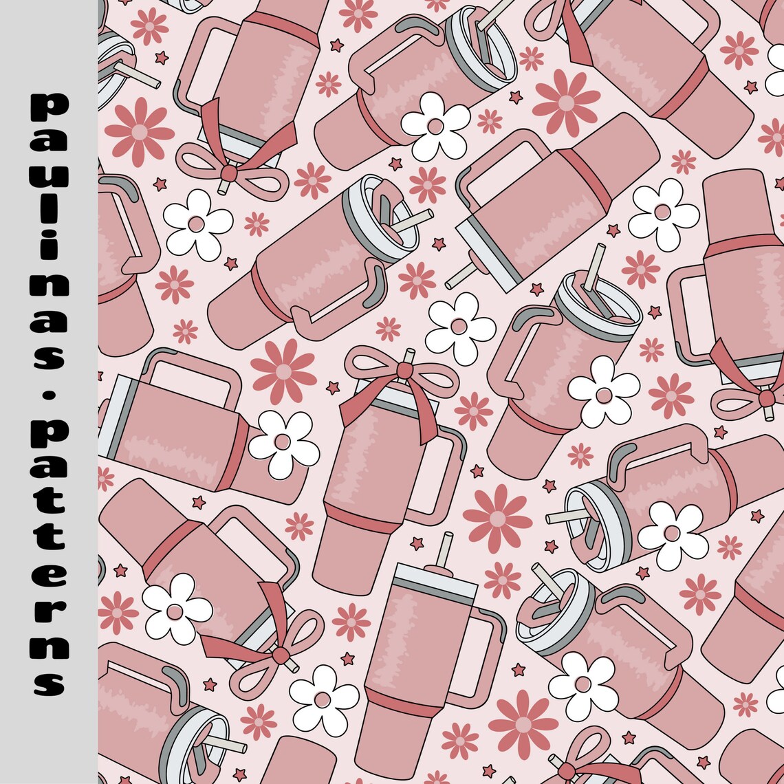 Trendy Cup Seamless Pattern, Tumbler Cup Pattern, Summer Repeat File ...