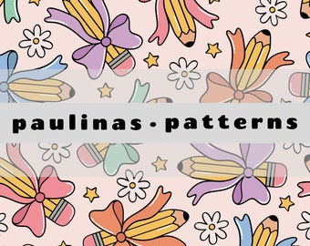 cute pencil seamless pattern, back to school repeat pattern, teacher seamless file, school repeat file, classroom pattern for commercial use