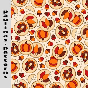 Thanksgiving Sugar Cookie Repeat Pattern: Fall Seamless File (Digital Download)