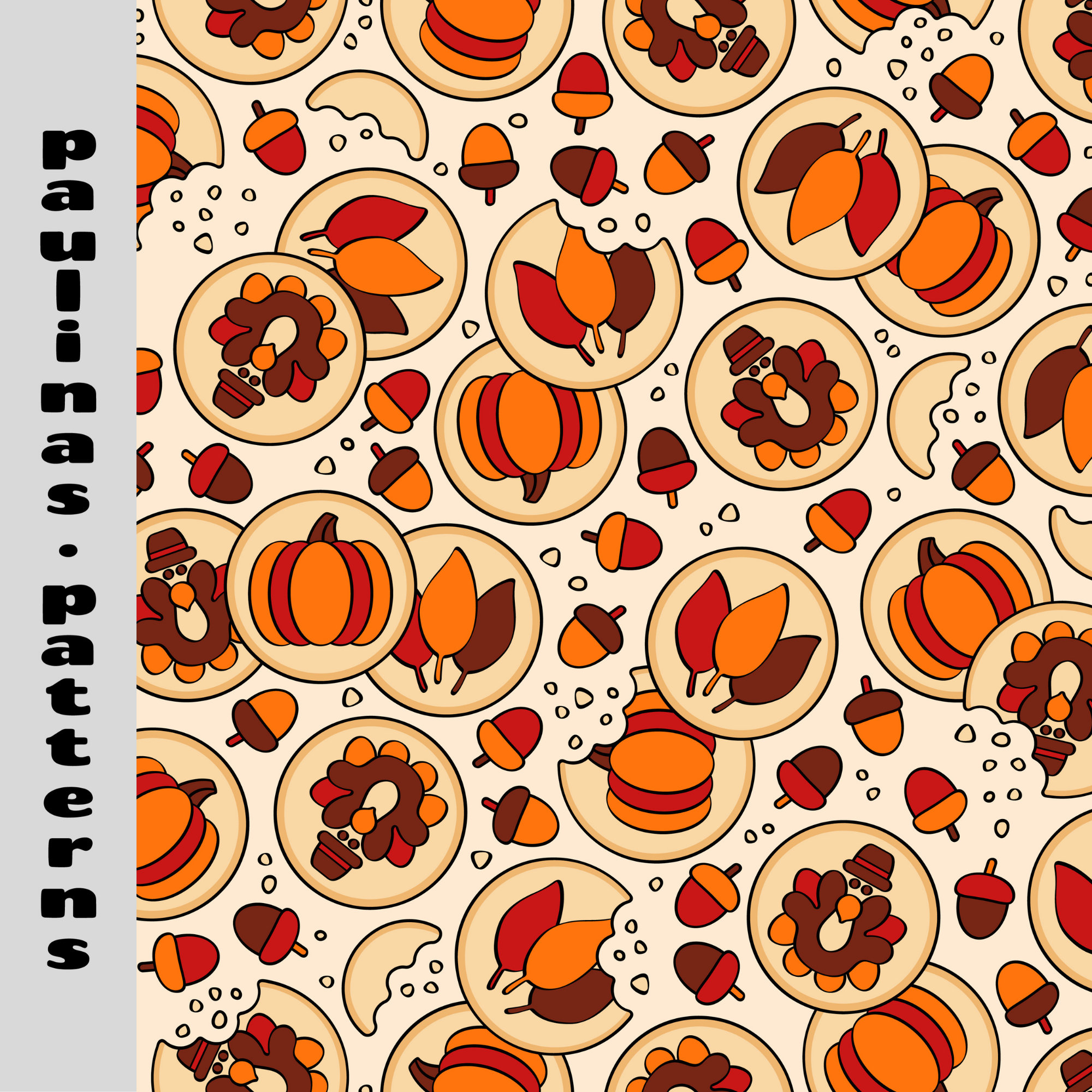 Thanksgiving Sugar Cookie Repeat Pattern: Fall Seamless File (digital ...