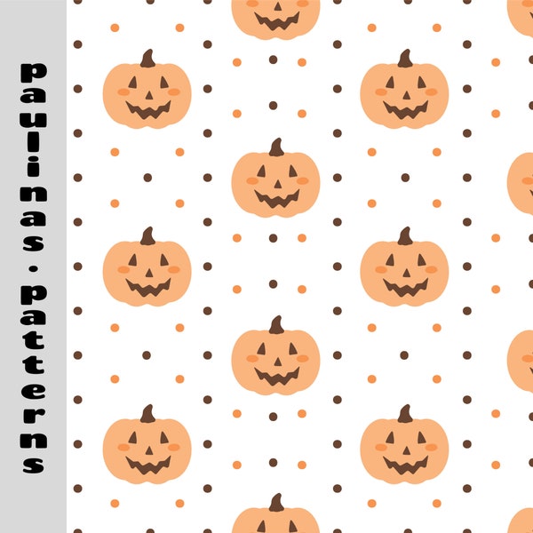 polka dot pumpkin seamless pattern, halloween repeat pattern, digital download, jpeg, commercial use