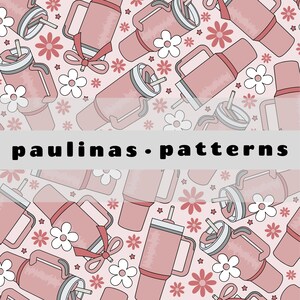 Trendy Cup Seamless Pattern, Tumbler Cup Pattern, Summer Repeat File ...