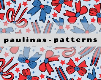 4th of July Bows Seamless Pattern: Coquette Independence Day File (Digital Download)
