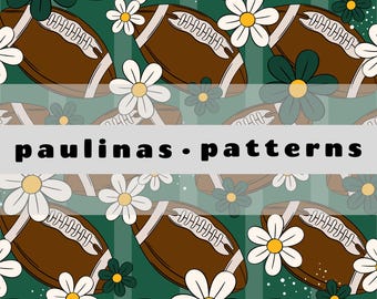 Patrón sin costuras de fútbol verde y amarillo, archivo sin costuras de fútbol americano, patrón digital de fútbol, patrón sin costuras para uso comercial