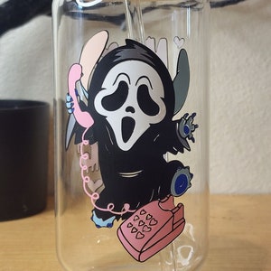 Halloween Scream Stitch Glass Cup