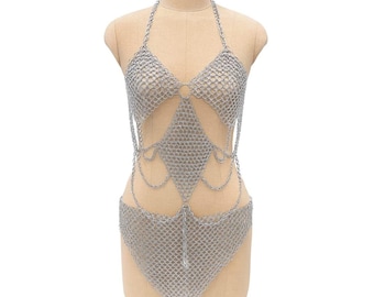 Handmade Aluminum Chainmail Top and Skirt Set: LARP Cosplay Costume