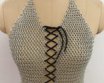 Handmade Aluminum Chainmail Top – Silver Butted Rings | Medieval LARP & Cosplay Costume