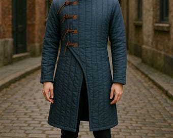Medieval Blue Gambeson knight armor costumes dress for theater Jacket Aketon sca larp