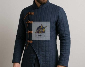 Medieval Blue Gambeson knight armor costumes dress for theater Jacket Aketon sca larp