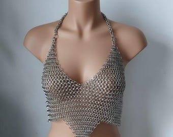 Handcrafted Zenobia Pointed Chainmail Top – Byzantine Style Armor Costume for Ren Faire & Cosplay