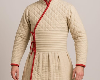 Gambeson White Color Padded Armor | Medieval & Renaissance Costume Dress for LARP