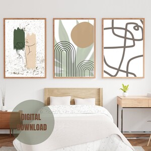 LIGHTHOUSE DESIGN | Boho Abstract Wall Art | Set of 3 | Line Art | Women | Glass of Wine | Geometric, Modern, Colorful Digital Download