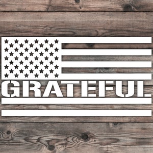 Grateful American Flag Decal Sticker - 7.5 x 4 inch | Patriotic Sticker | USA Flag Sticker | Car Flag Sticker | American Flag Decals