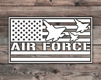 Air Force Sticker - 7.5 x 4 in | Air Force Decal For Veteran Car Sticker USA Flag Decal For Air Force Soldier American Flag Decal For Pilot