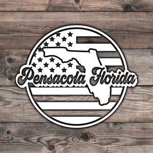 Pensacola Florida American Flag Decal Sticker - 6 x 5.5 inch | Pensacola Sticker | Florida Sticker | Florida Strong | Patriotic Sticker