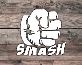 Fist Smash Decal: Funny Car/Truck Sticker (5 x 5.5 inch)