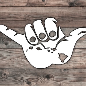 Shaka Hang Loose Hawaiian Islands Decal Shaka Hand Sticker For Car Cool Surfer Truck Decal Water Resistant Boat Sticker Hawaii Decal