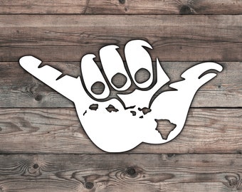 Shaka Hang Loose Hawaii Islands Decal - Car, Surfboard Sticker