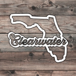 Clearwater Florida Decal Sticker - 6.5 x 5.2 in | Clearwater Beach | Hurricane Ian | Florida Strong | Florida Sticker | Clearwater Sticker