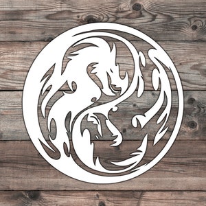 Tribal Dragon Sticker Decal - 5.5 inch | Dragon Car Sticker | Yin Yang Sticker | Dragon Car Decal | Tribal Car Sticker