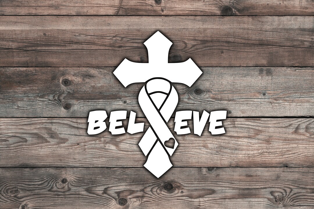 Cancer Awareness Ribbon Cross Believe - 6.3 X 5.5 Inch - Etsy